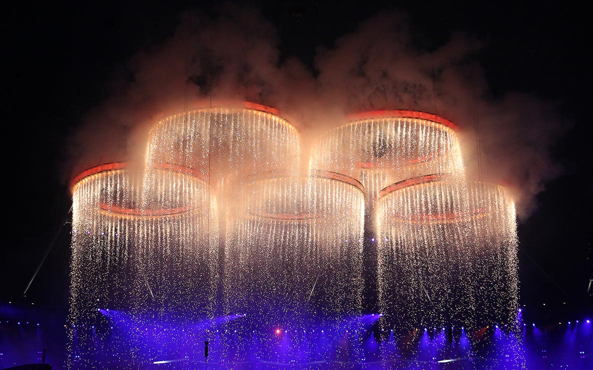 Olympic rings fireworks