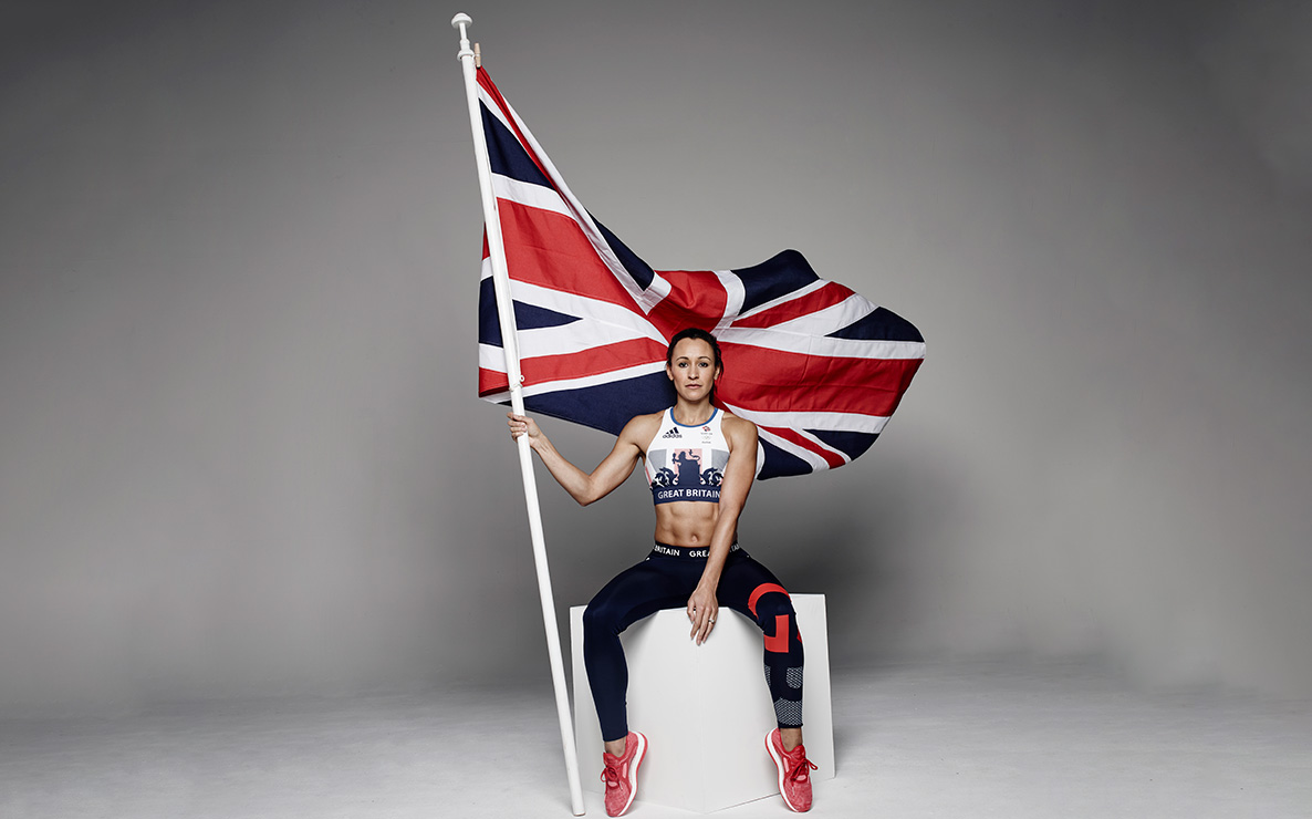 Jessica Ennis with UK flag